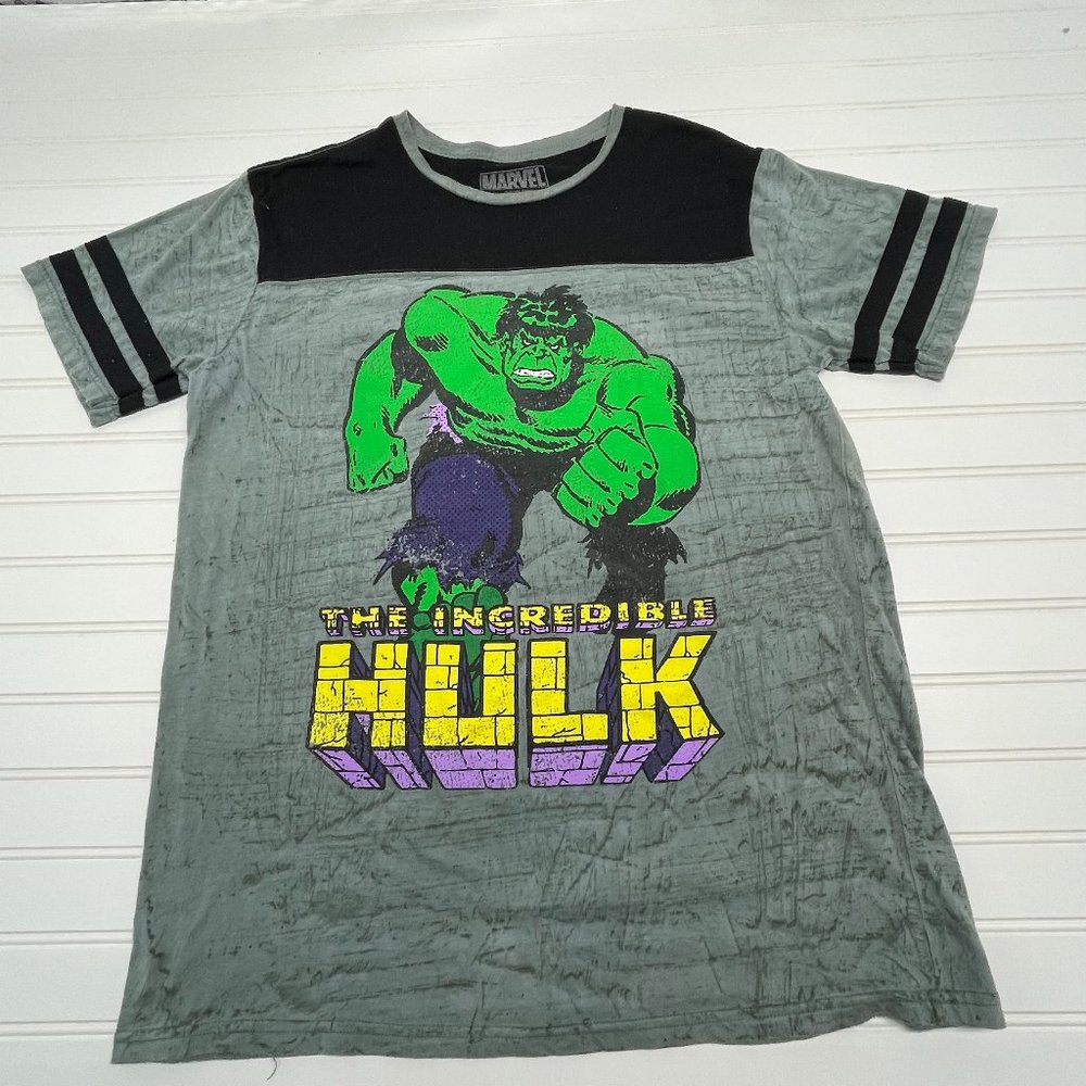 Marvel The Incredible Hulk Comic T-Shirt Size MD 38/40 Black and Grey